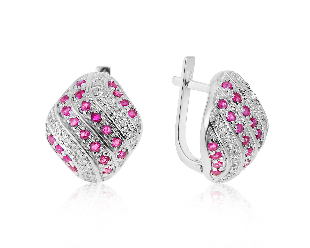 Праздничные золотые серьги с рубинами 1.10ct 130421/16