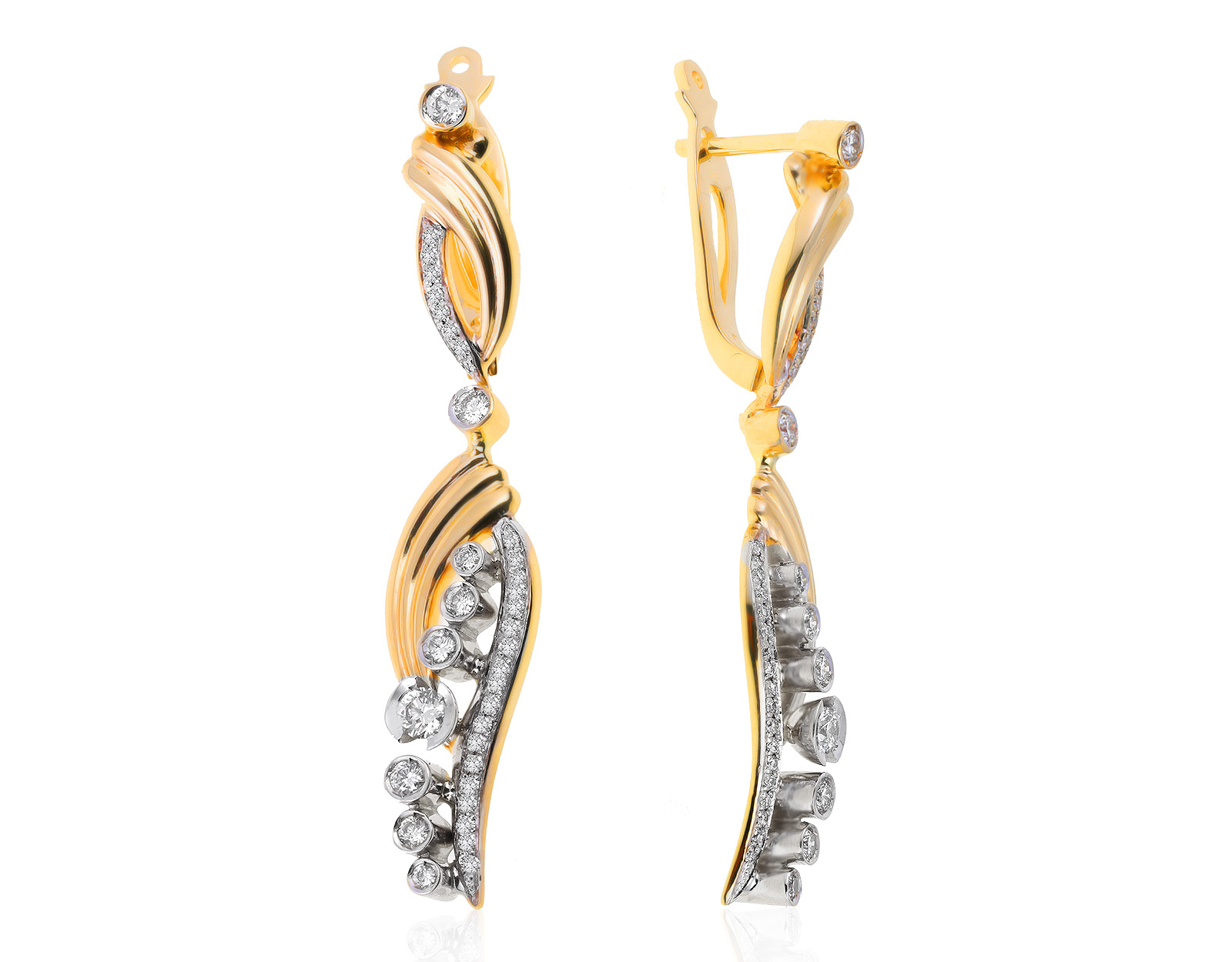 Красивые золотые серьги с бриллиантами 0.95ct 040621/12