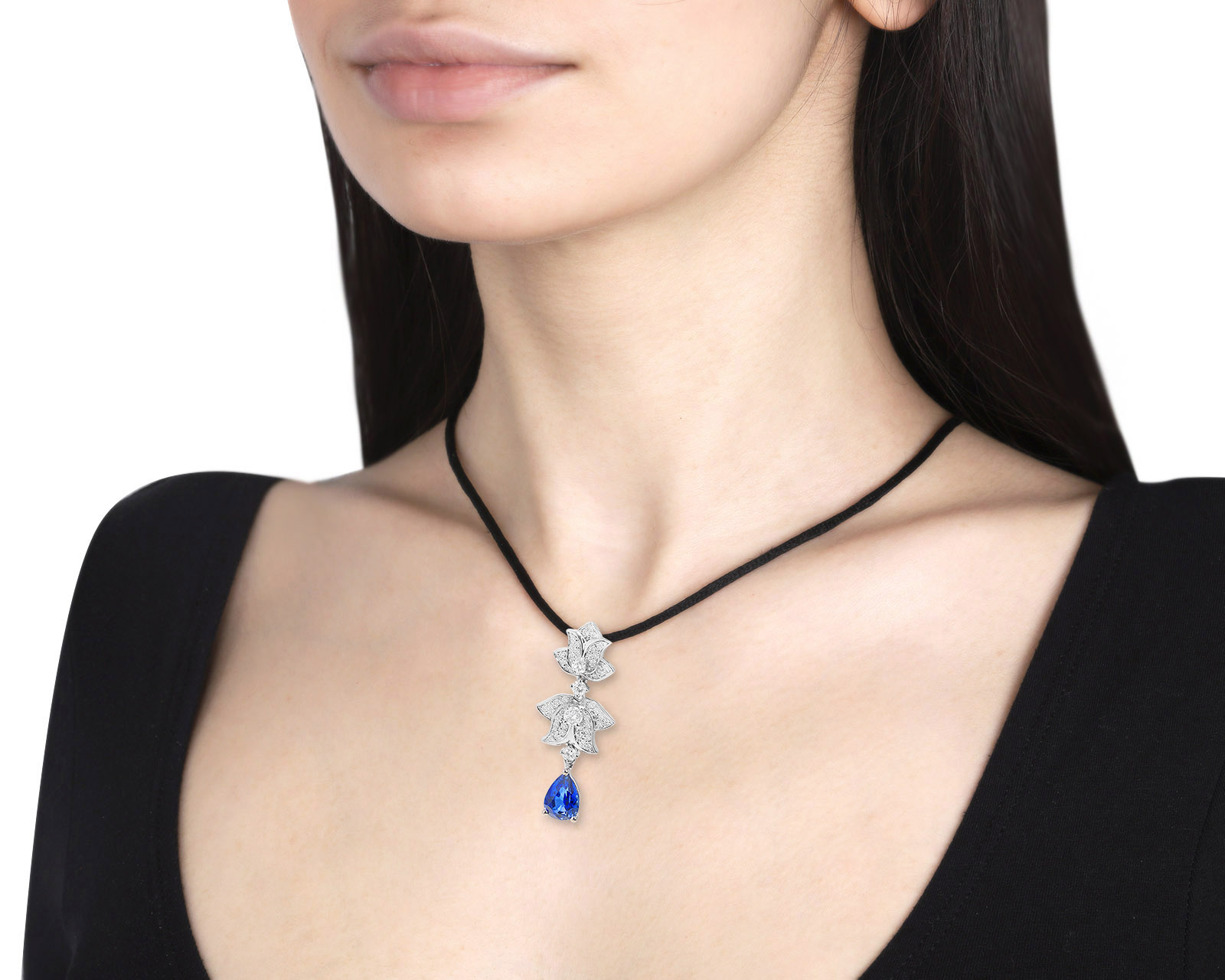 Золотой кулон с сапфиром 1.95ct и бриллиантами 0.79ct