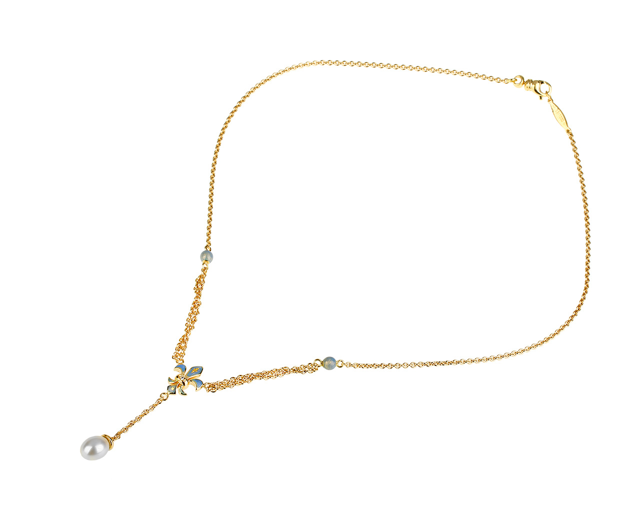 Золотое колье с бриллиантом и эмалями Faberge