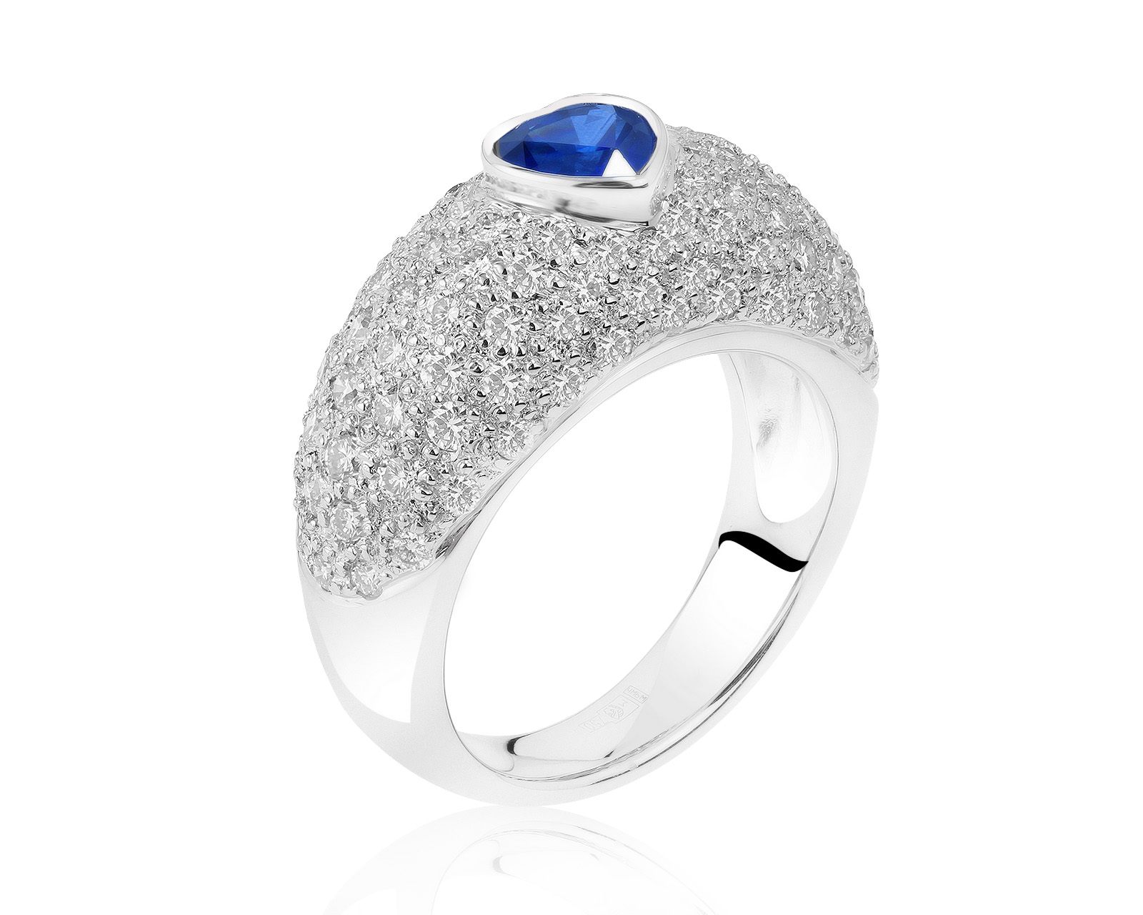 Роскошное бриллиантовое кольцо с сапфиром 1.14ct