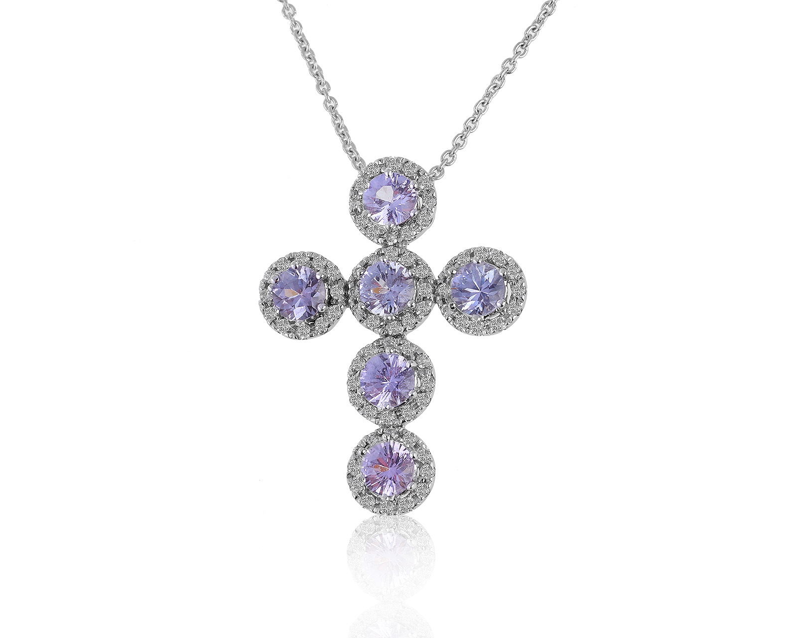 Шикарный золотой кулон с фиолетовыми сапфирами 1.72ct 090421/6