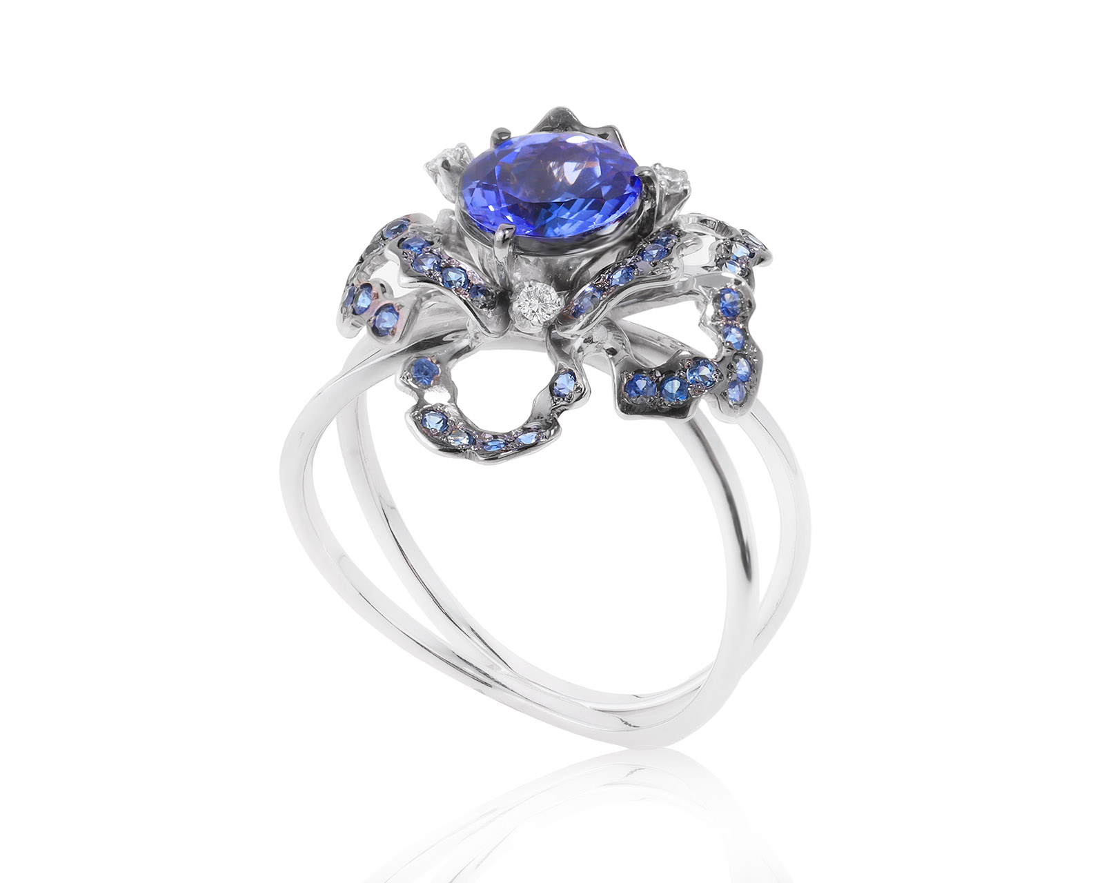 Великолепное золотое кольцо с танзанитами 2.14ct 241022/4