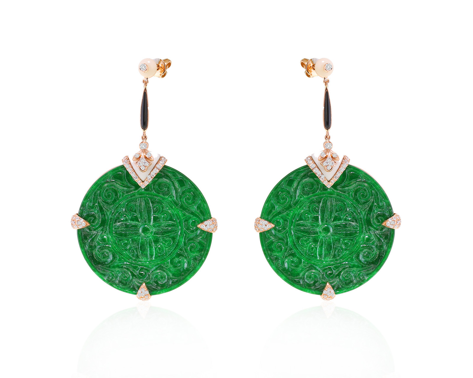 Праздничные золотые серьги с халцедонами