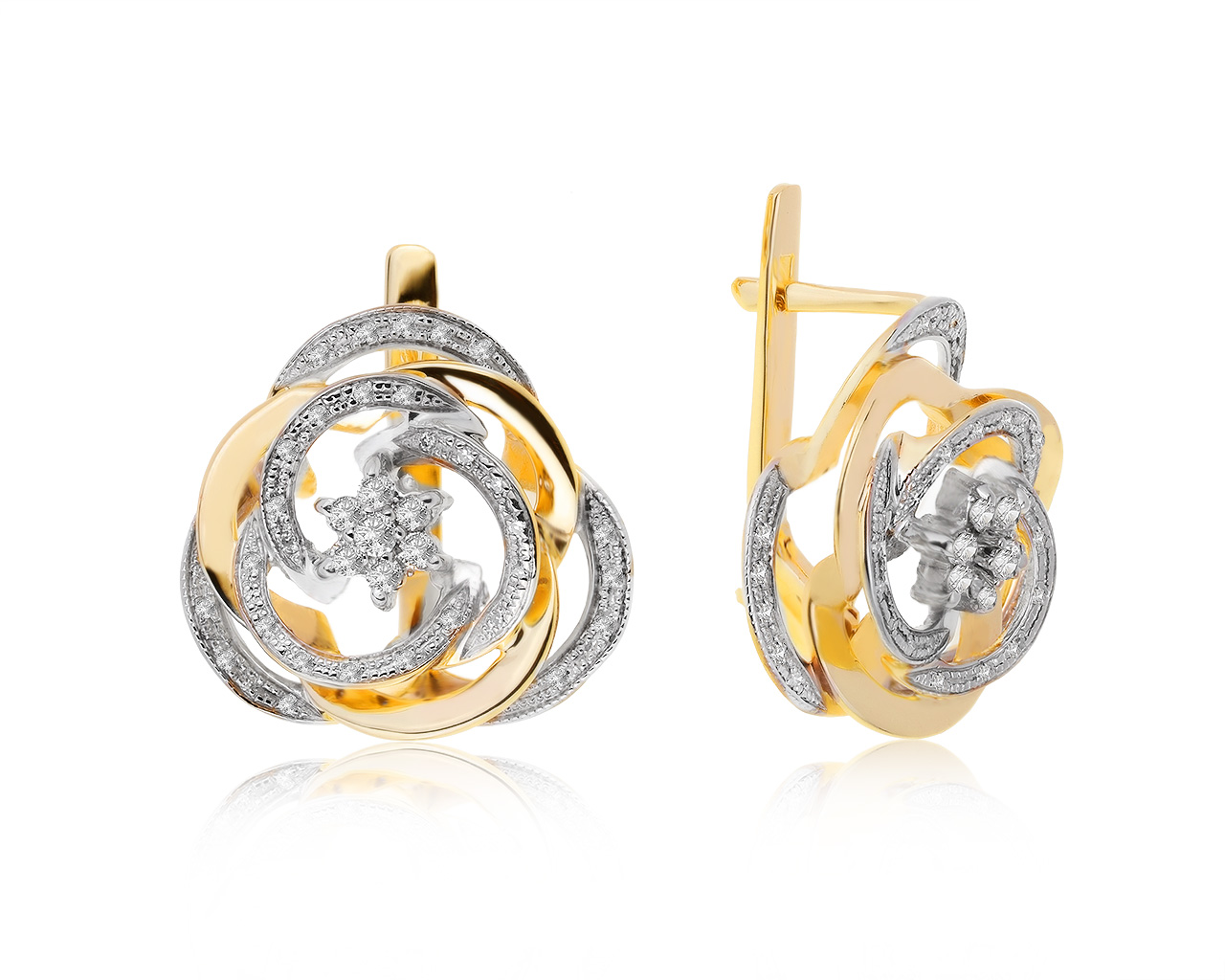 Великолепные золотые серьги с бриллиантами 0.45ct