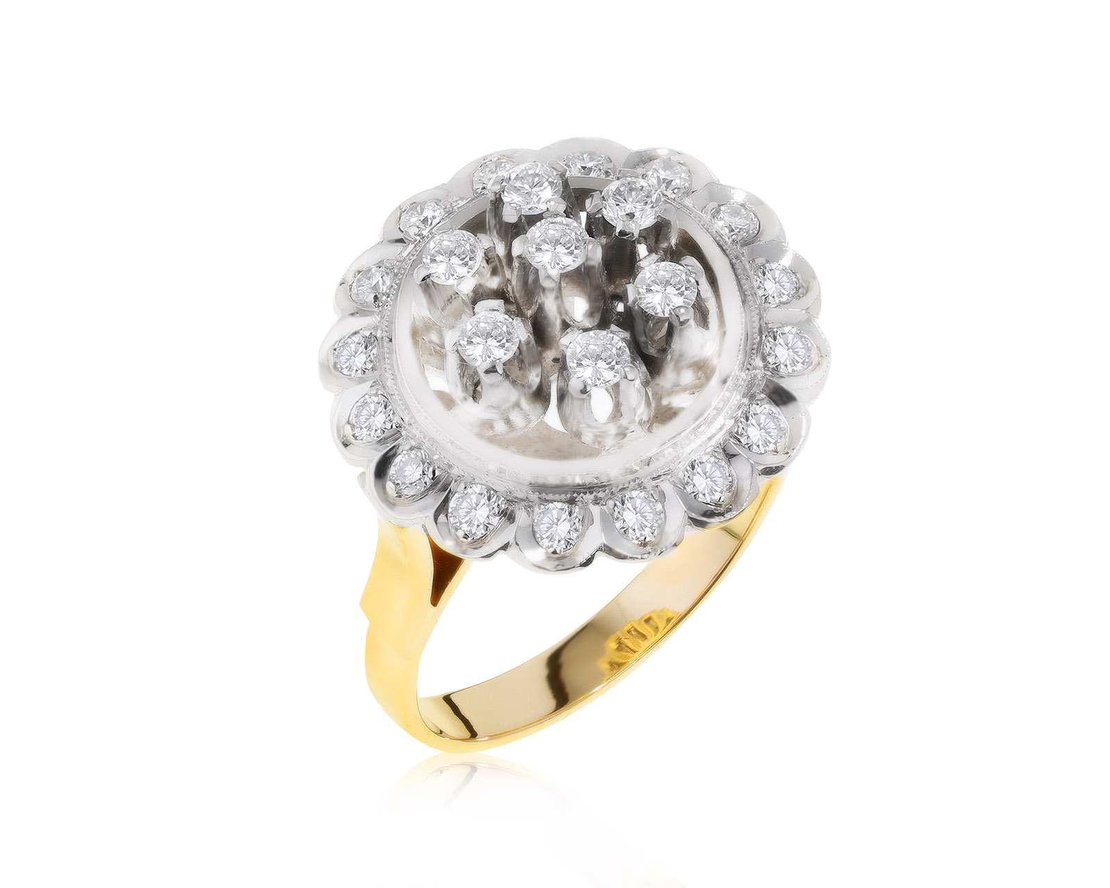 Винтажное золотое кольцо с бриллиантами 0.83ct СССР