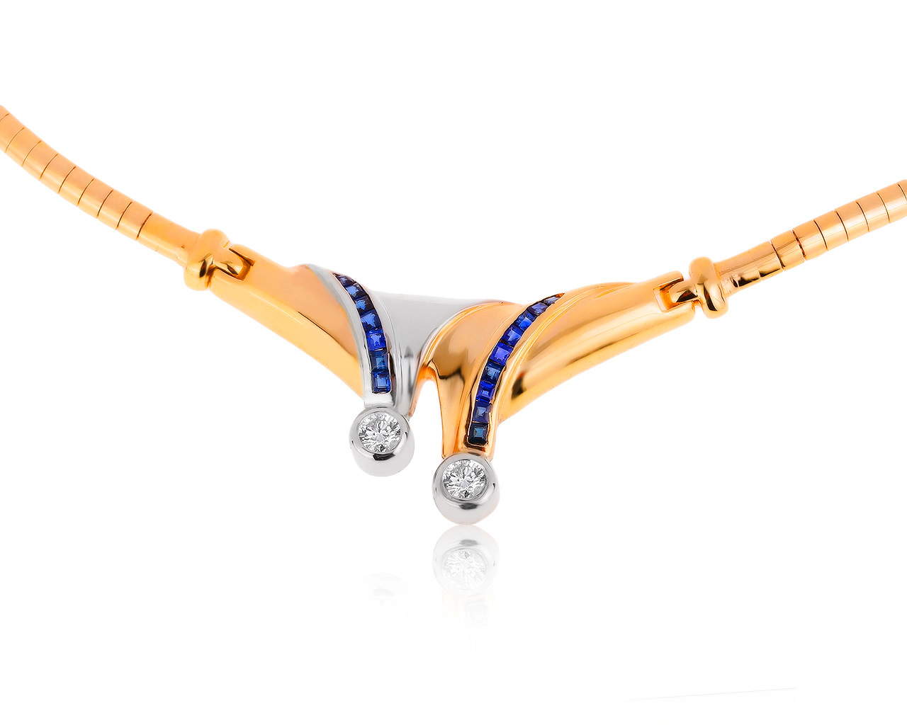 Нарядное золотое колье с сапфирами 0.64ct 300920/3