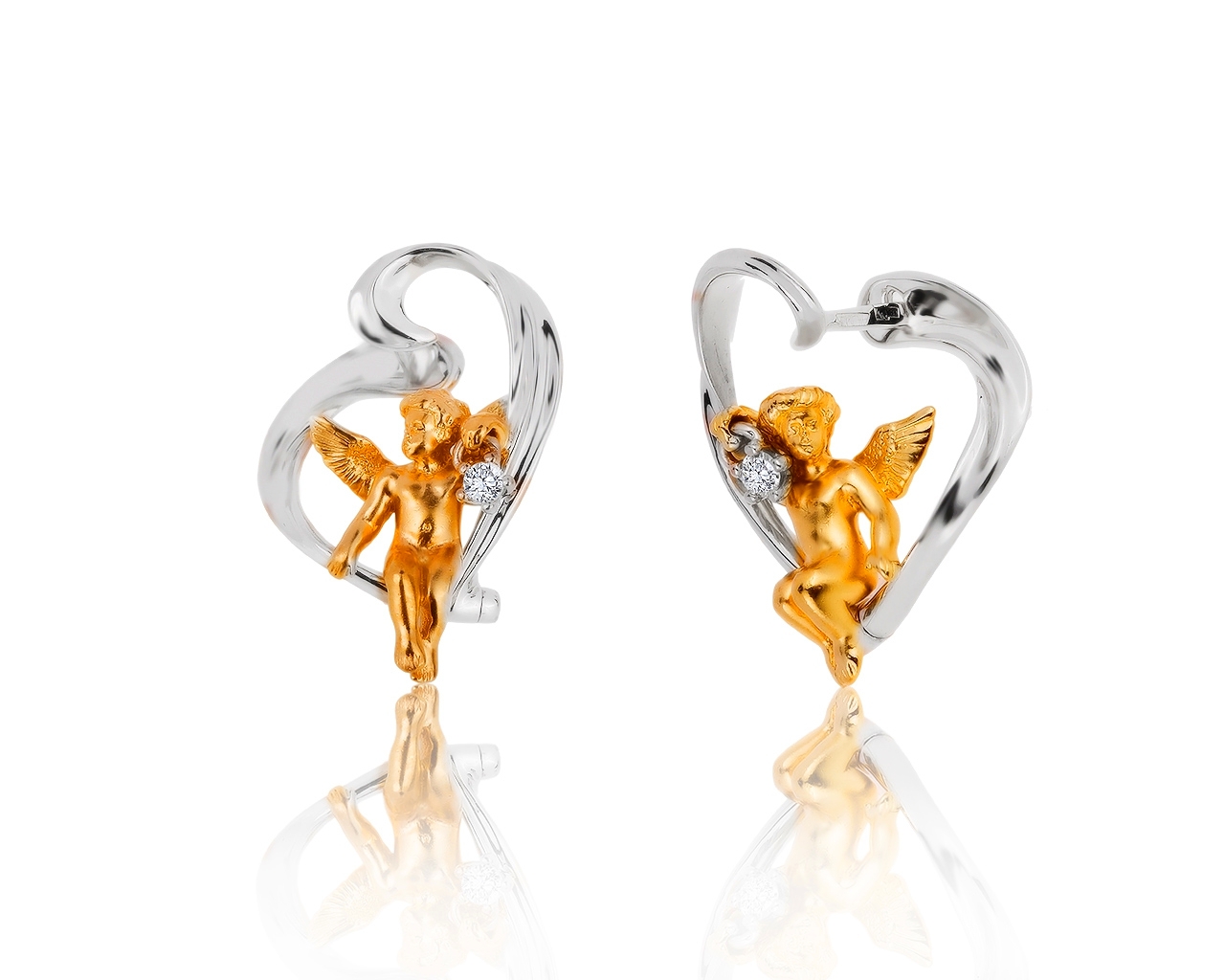 Роскошные золотые серьги с бриллиантами 0.10ct 130919/7