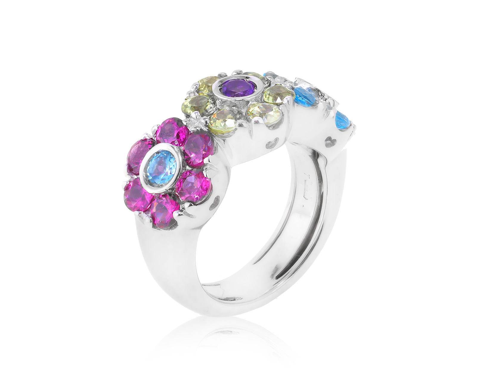 Оригинальное золотое кольцо Pasquale Bruni Multicolor Gemstones Fiore 211222/13