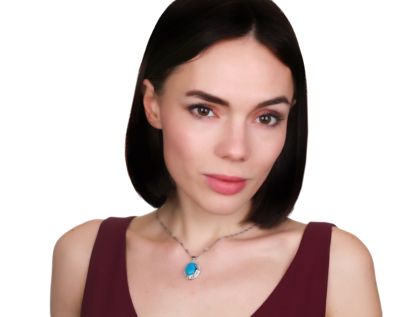 Красивый золотой кулон с бирюзой 5.11ct