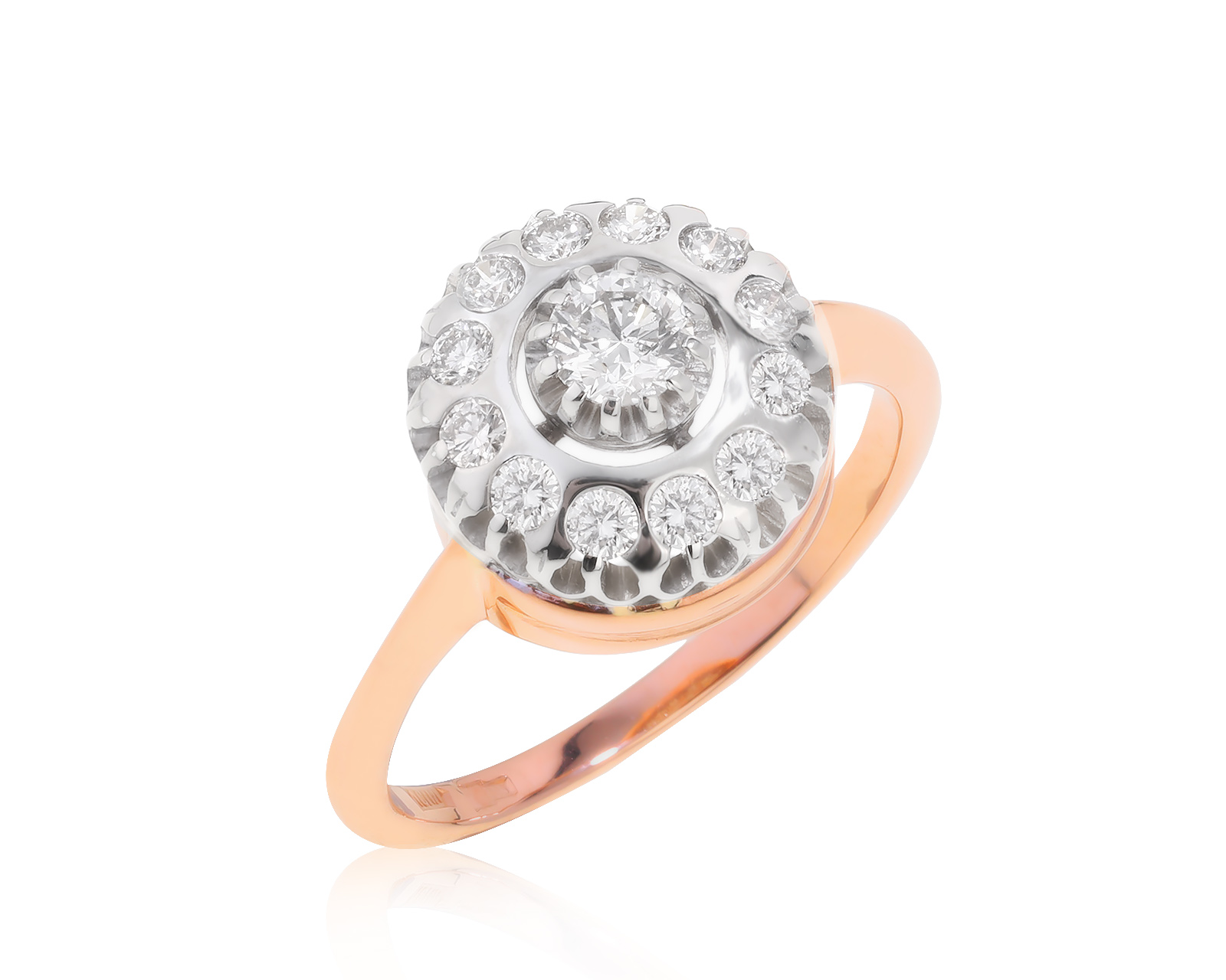 Нарядное золотое кольцо с бриллиантами 0.60ct