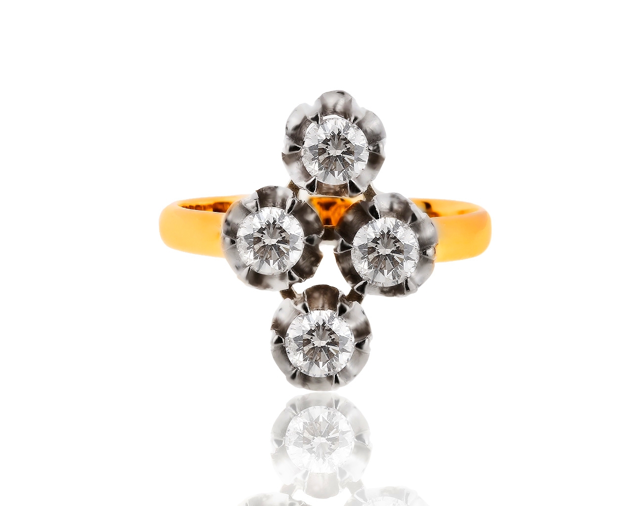 Винтажное золотое кольцо с бриллиантами 1.08ct 140919/16