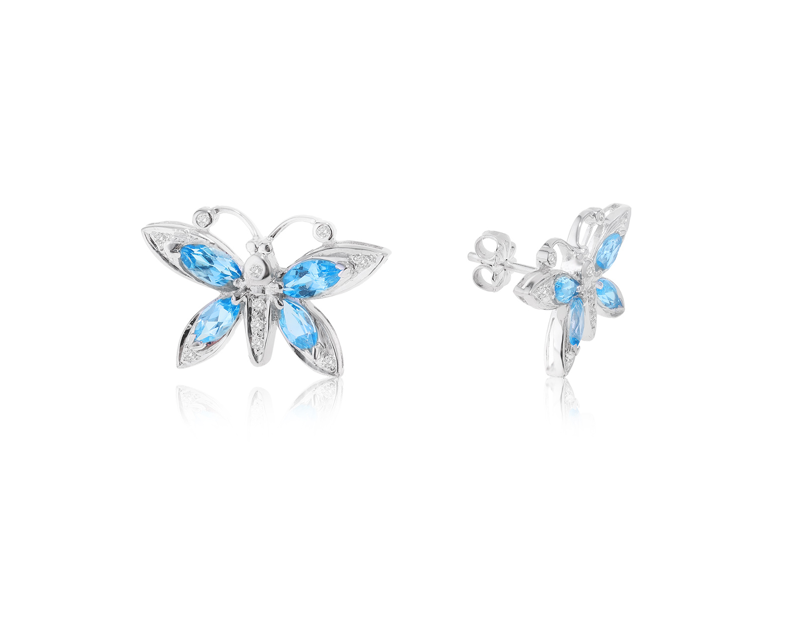 Золотые серьги с топазами 1.78ct и бриллиантами 0.08ct 170923/4