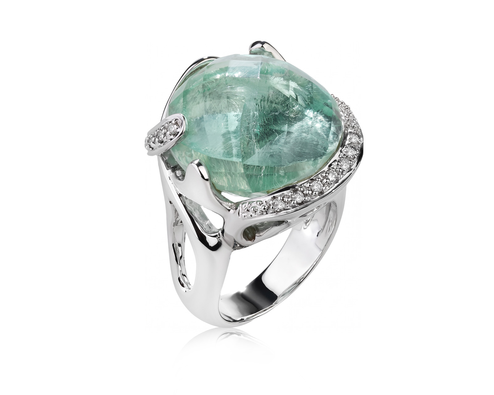 Золотое кольцо с ситаллом 40.15ct и бриллиантами 0.11ct 190826/2