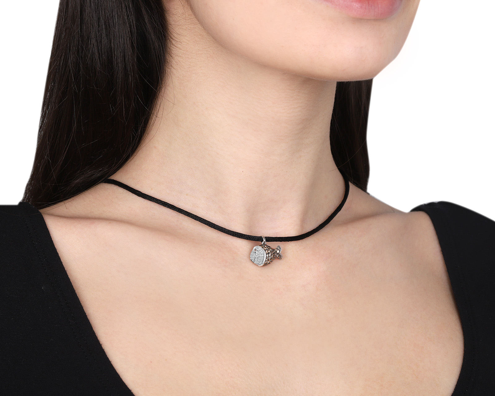 Нарядный золотой кулон с бриллиантами 1.11ct