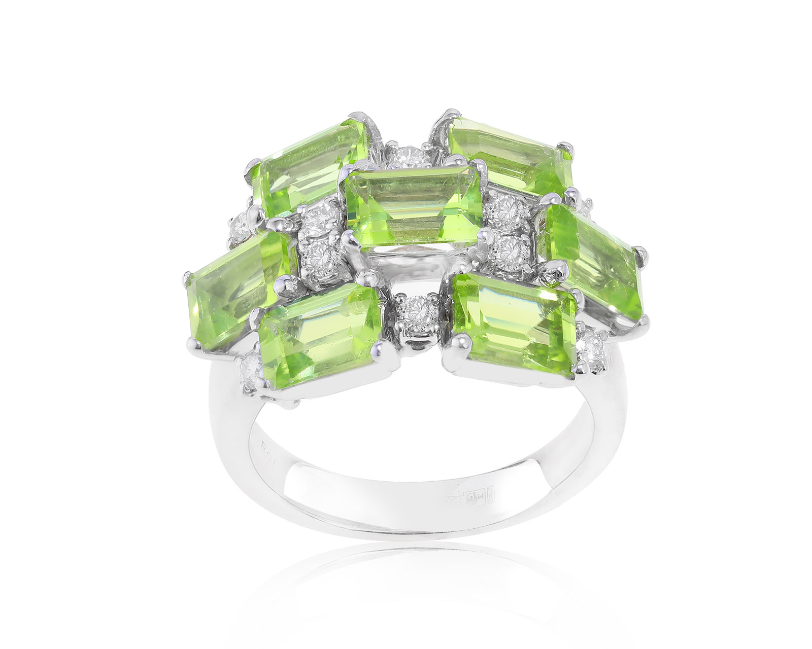 Итальянское золотое кольцо с хризолитами 7.28ct 260122/4