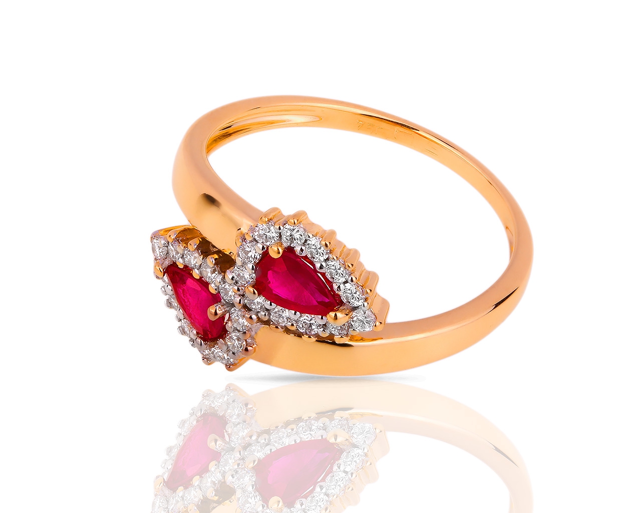 Золотое кольцо с бриллиантами 0.25ct и рубинами 0.40ct 250618/2