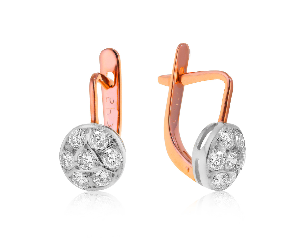 Красивые золотые серьги с бриллиантами 0.84ct СССР 050621/2