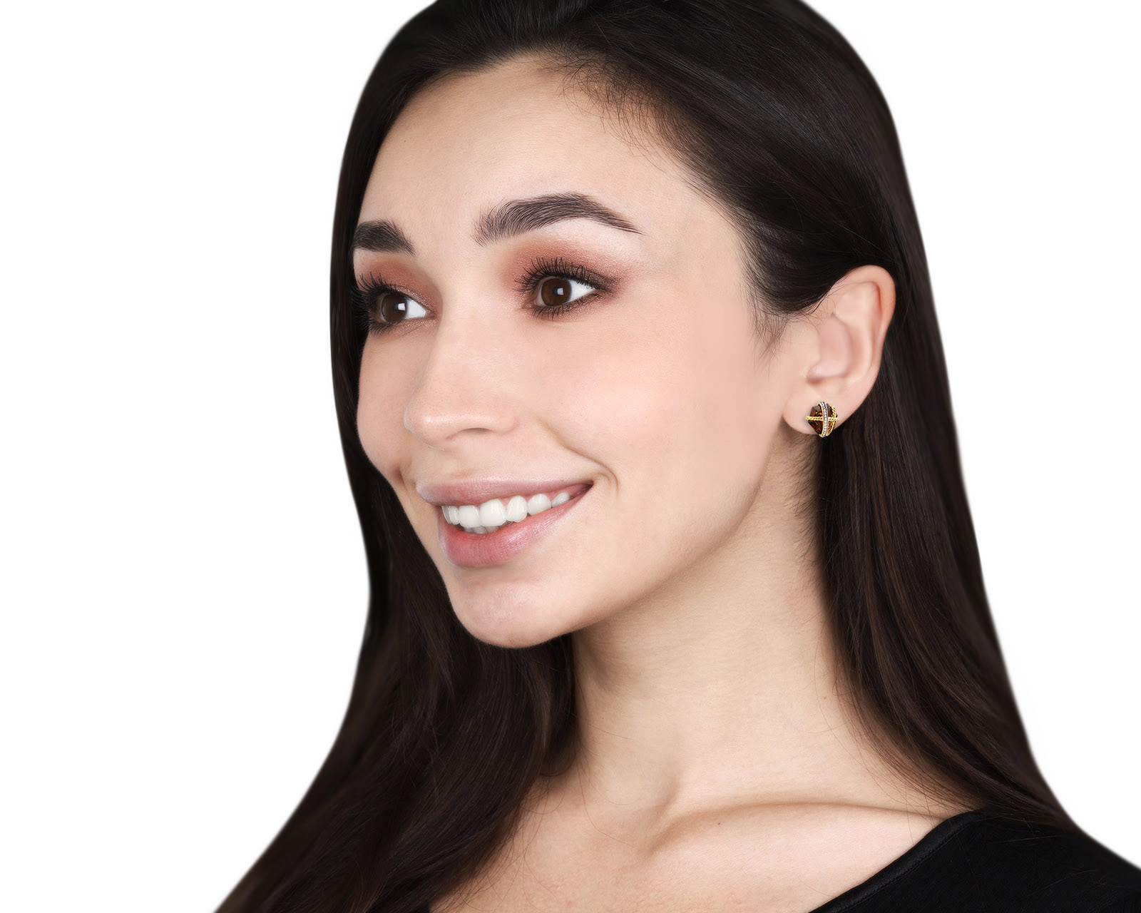 Оригинальные золотые серьги c кварцем 5.50ct David Yurman