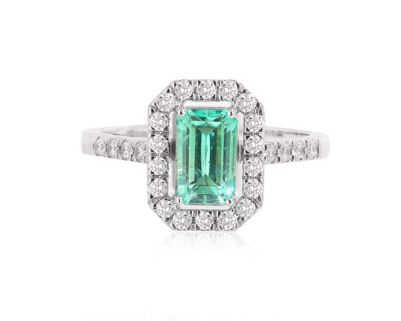 Золотое кольцо с изумрудом Урал 1.09ct и бриллиантами 0.40ct 271224/4