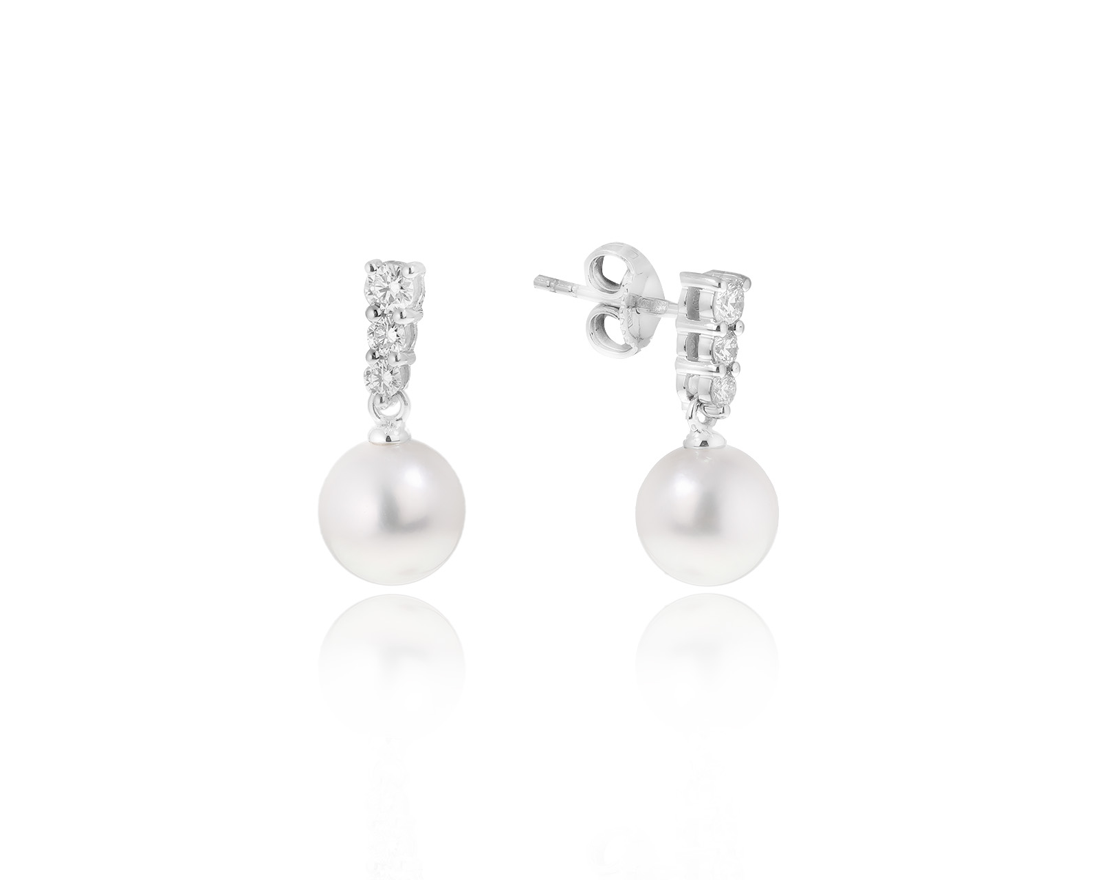 Оригинальные золотые серьги с жемчугом Акойя Mikimoto