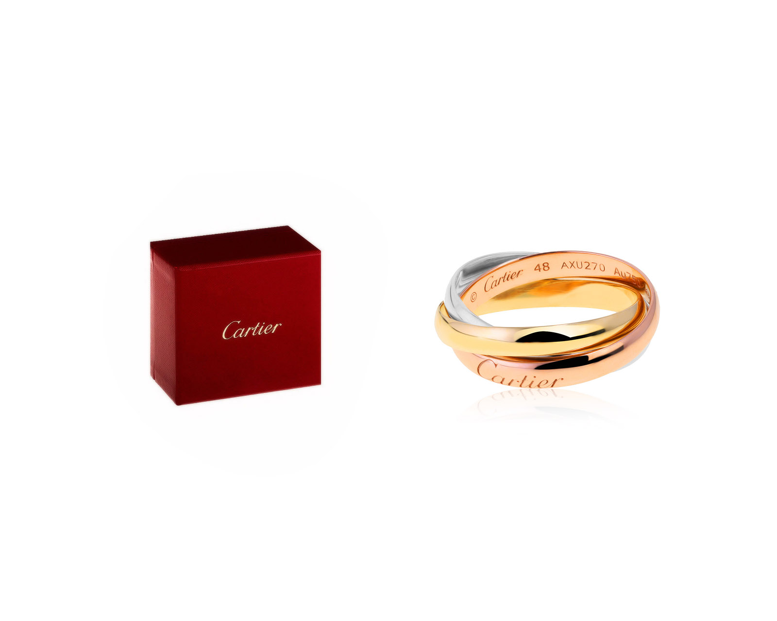 Оригинальное золотое кольцо Cartier Trinity