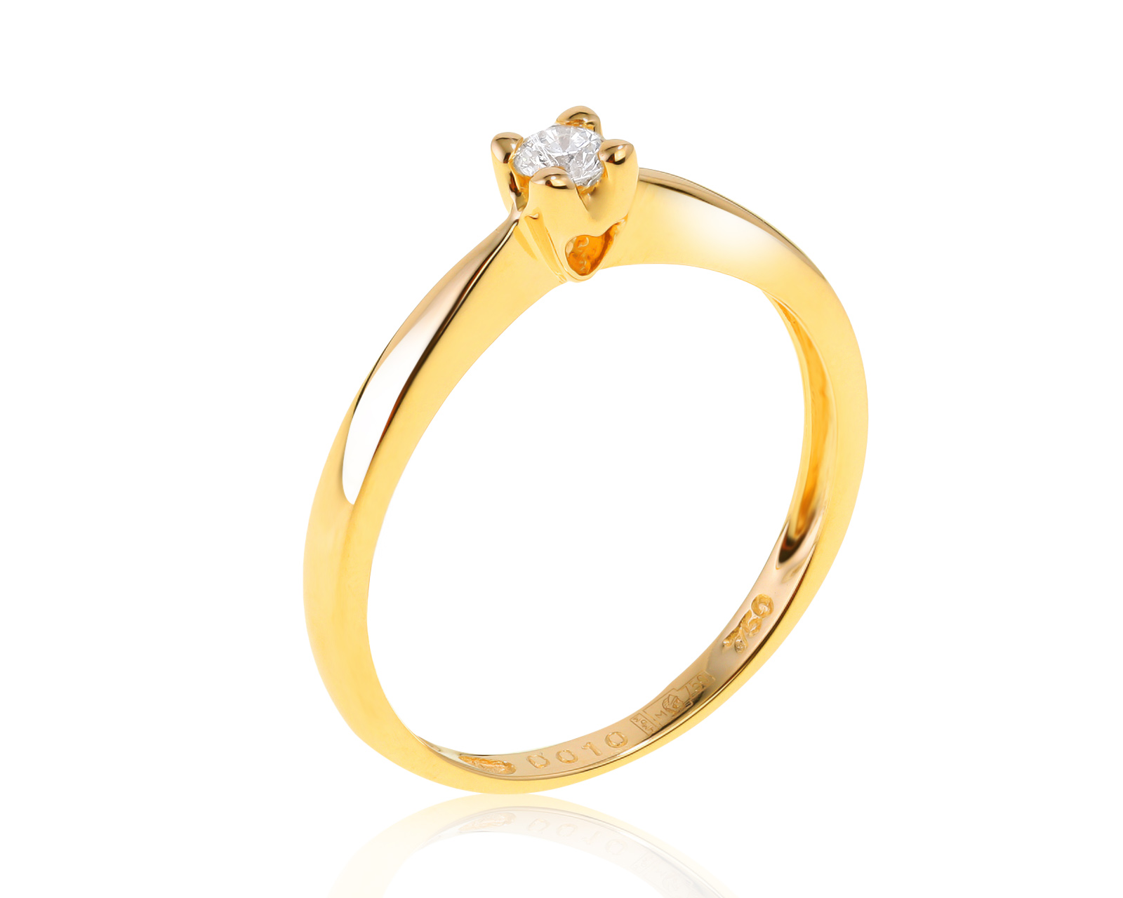 Изящное золотое кольцо с бриллиантом 0.10ct