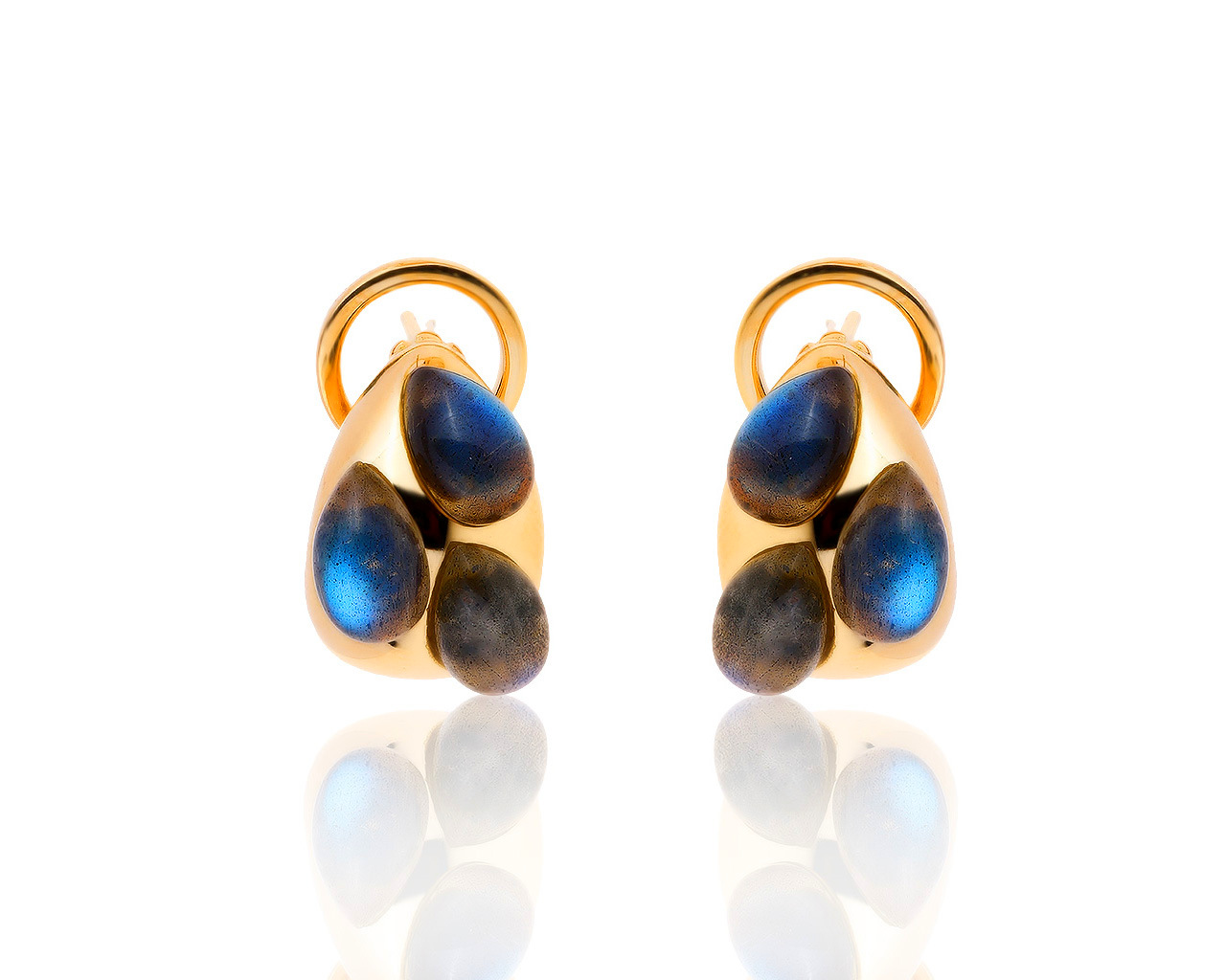 Оригинальные золотые серьги с лабрадоритами 9.07ct Pomellato 271019/5 Оригинальные золотые серьги с лабрадоритами 9.07ct Pomellato 271019/5