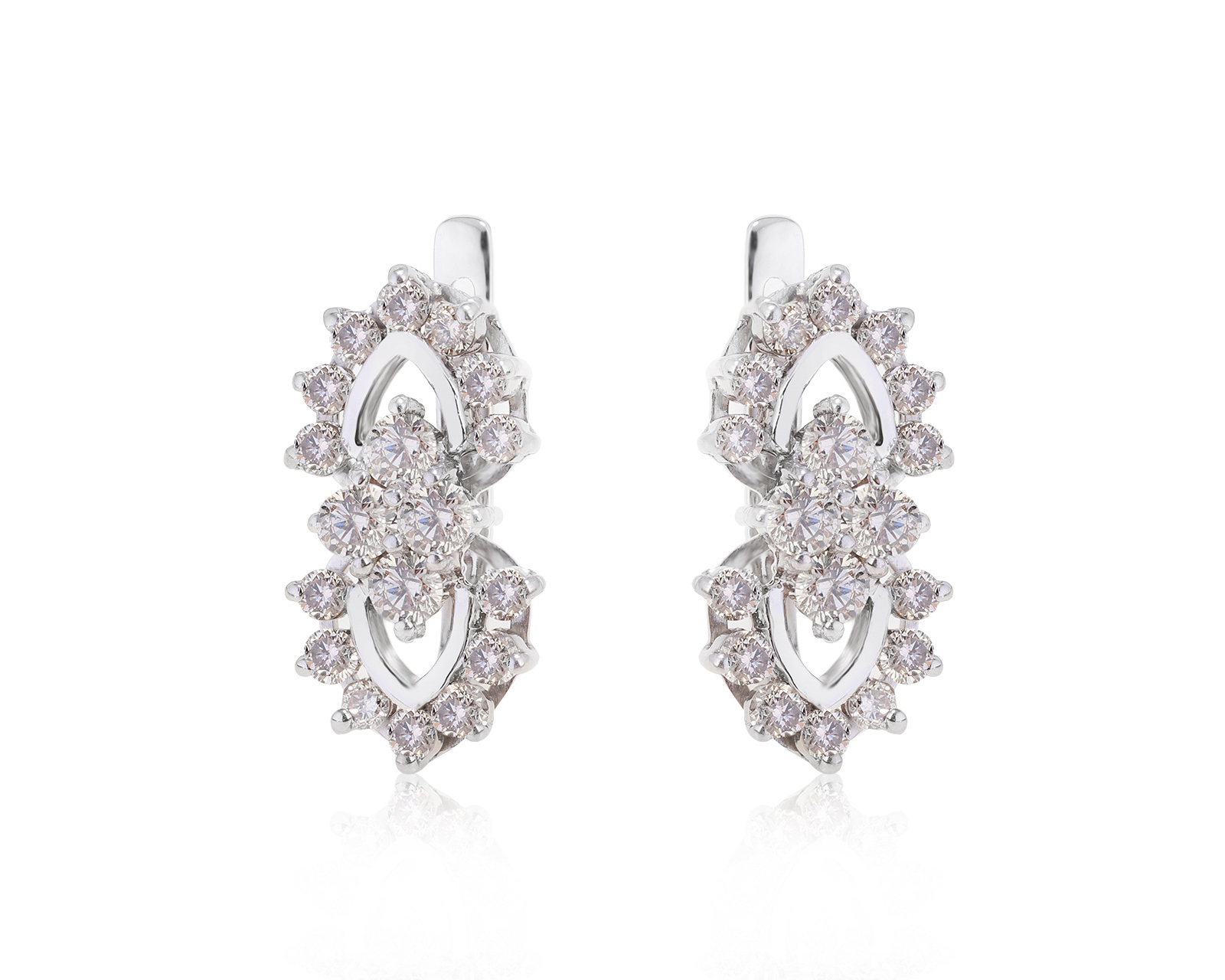 Роскошные золотые серьги с бриллиантами 2.10ct