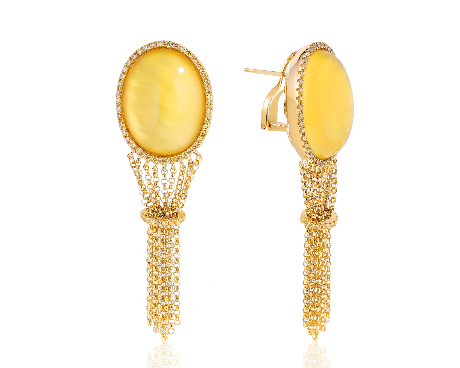 Изумительные золотые серьги с цитринами 19.21ct 160921/3