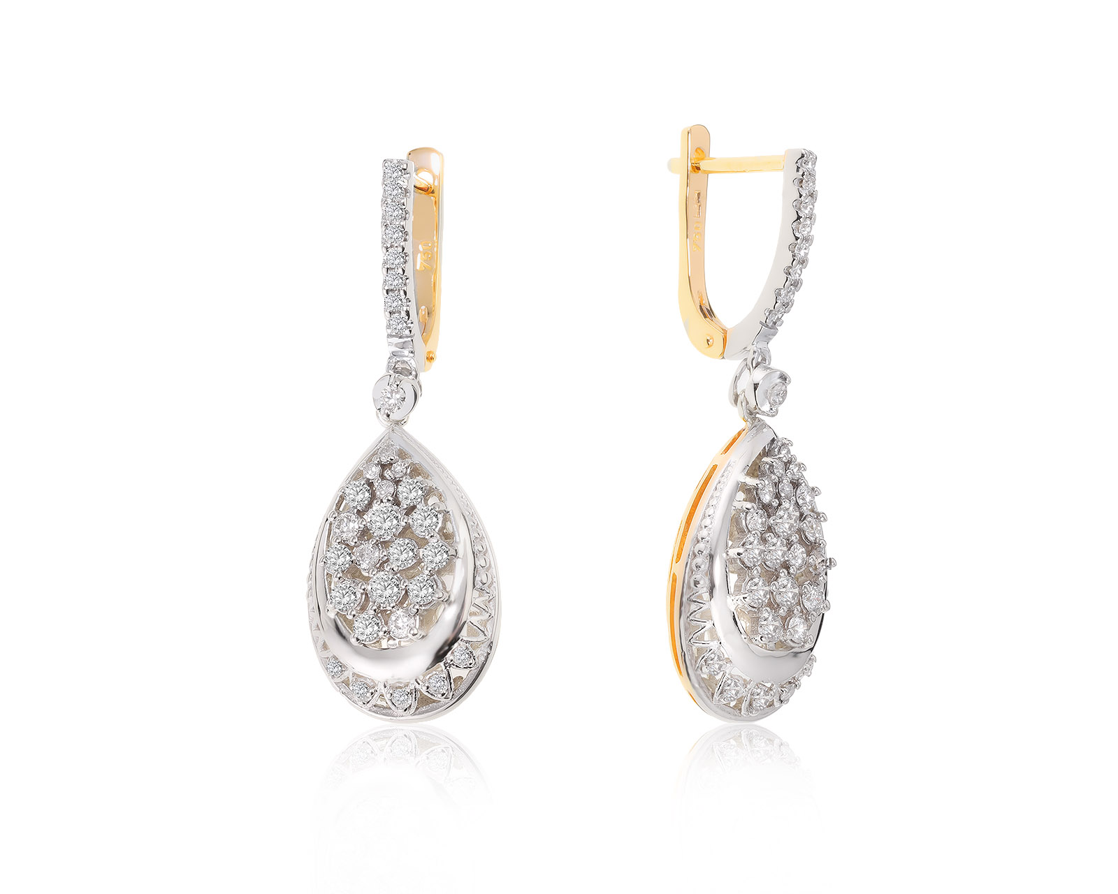 Прекрасные золотые серьги с бриллиантами 1.38ct 120522/8