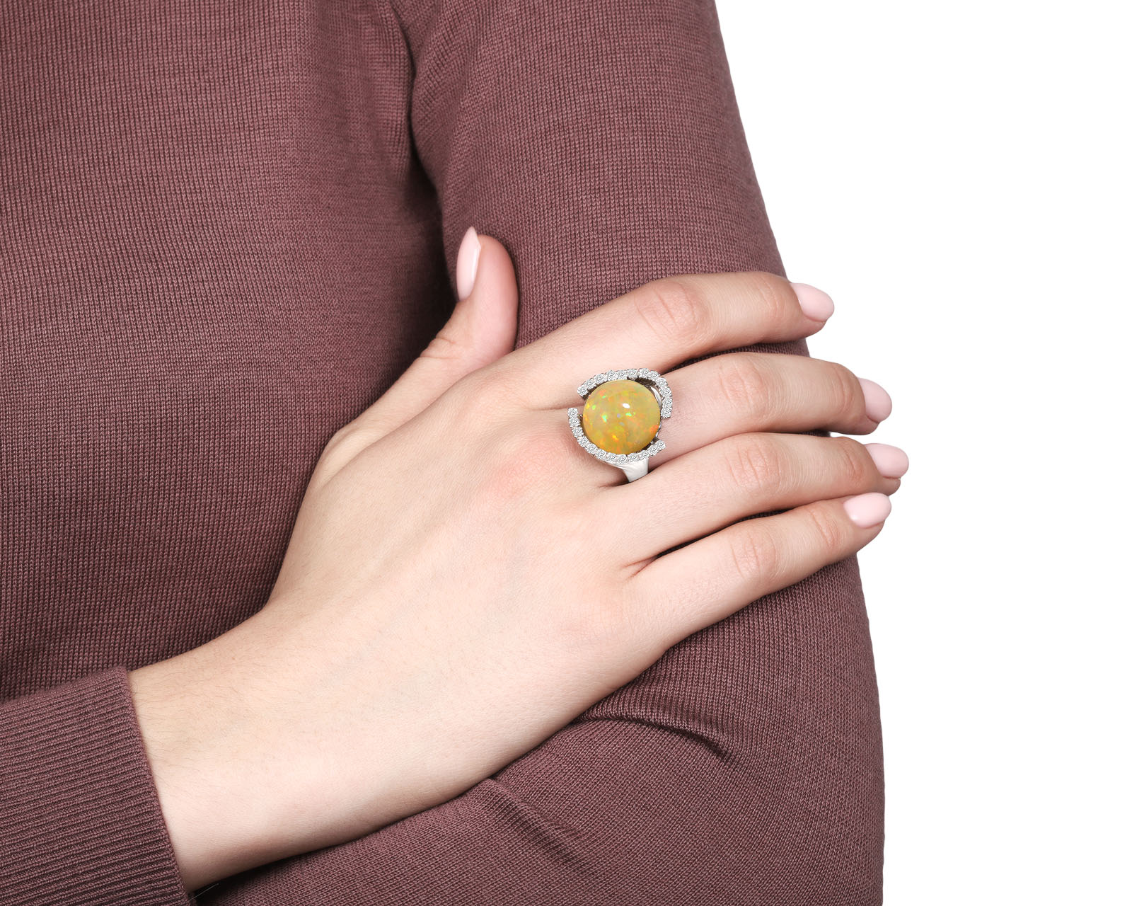 Бриллиантое кольцо с удивительным опалом 7.85ct