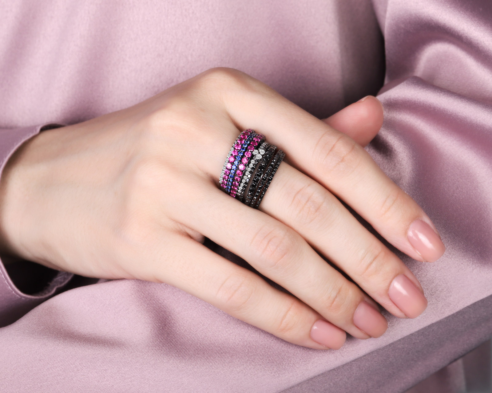 Золотое кольцо с рубинами 1.36ct и бриллиантами 1.36ct