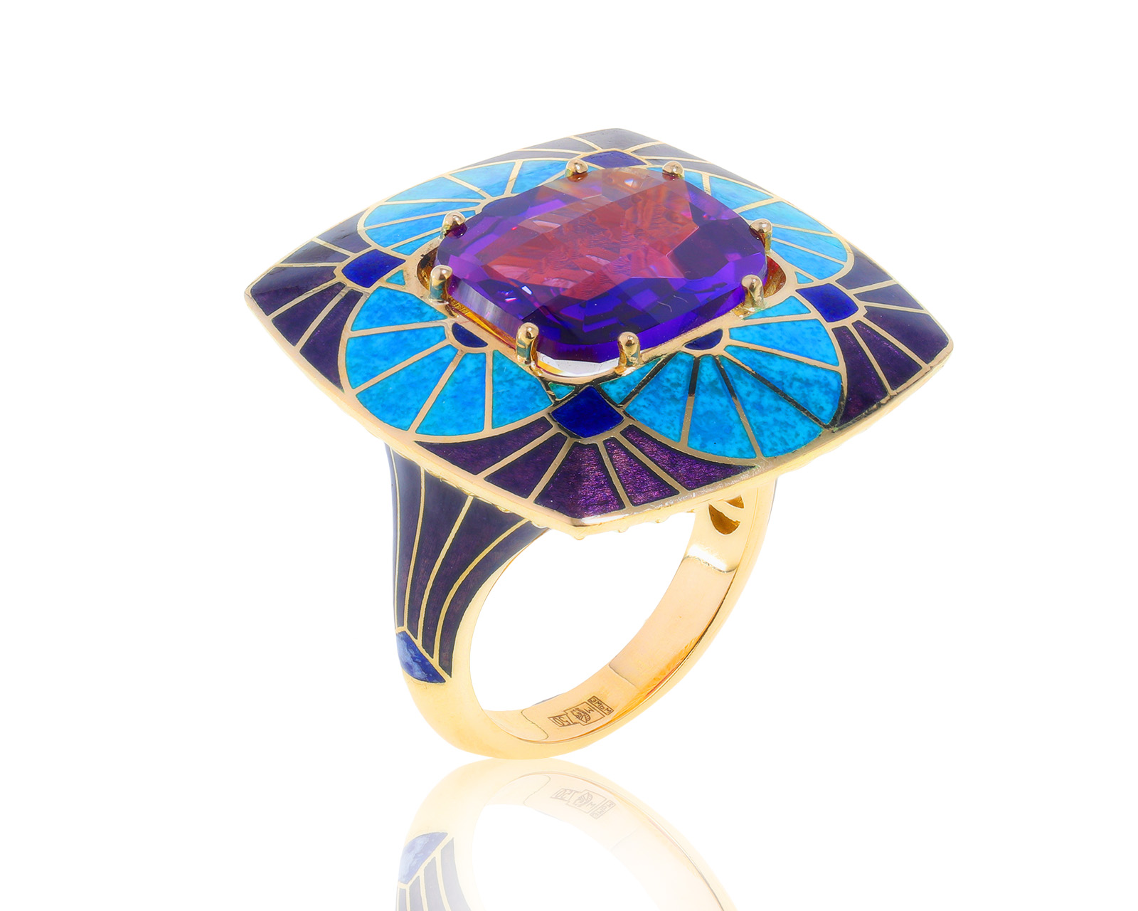 Оригинальное золотое кольцо с эмалью Ilgiz F 280623/4