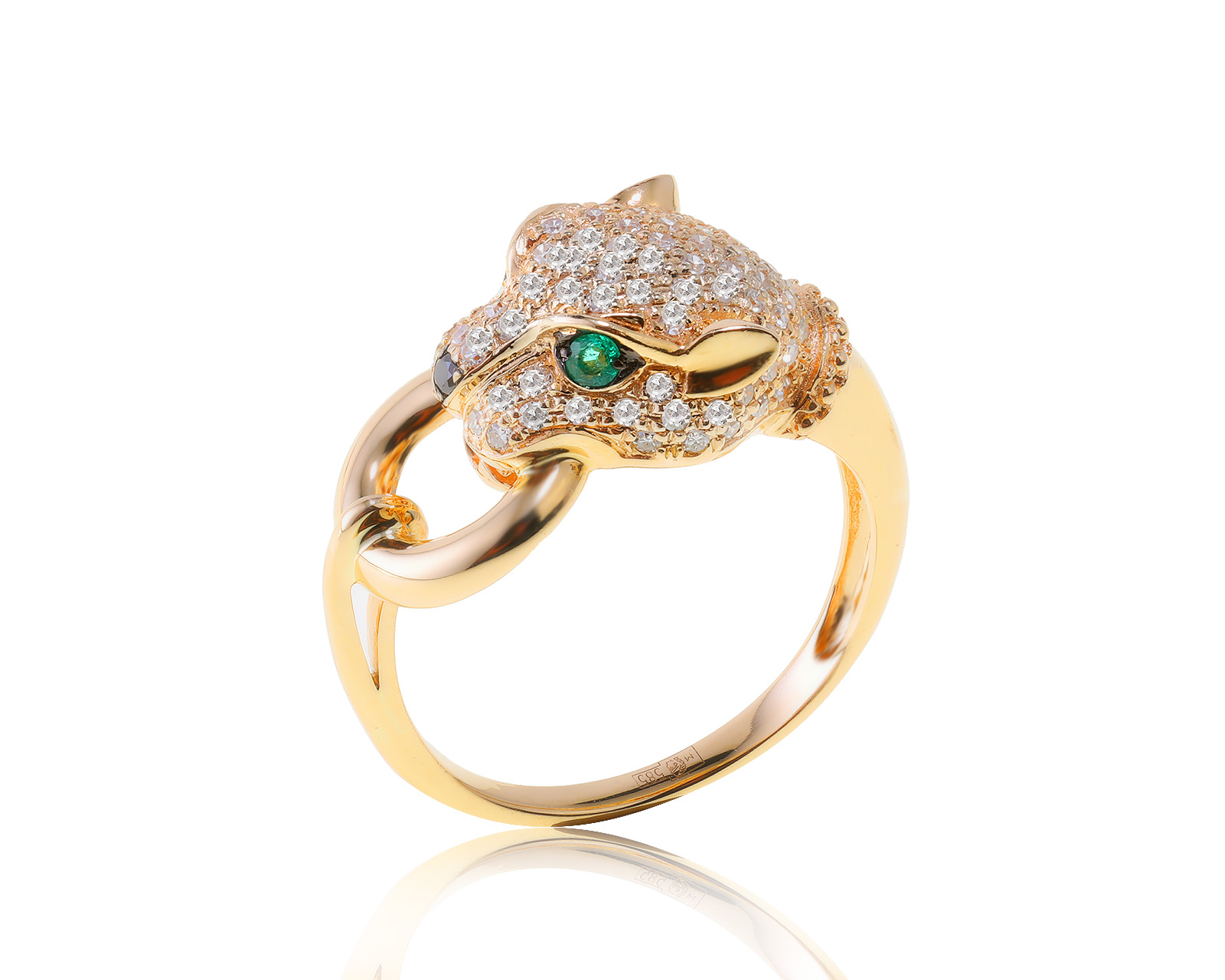 Золотое кольцо с изумрудами 0.04ct и бриллиантами 0.33ct 020623/1