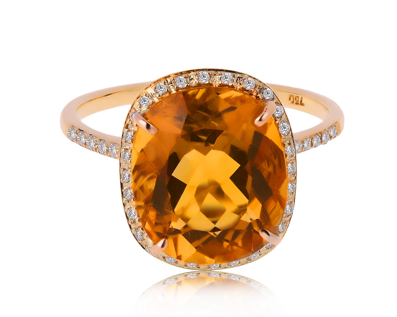 Очаровательное золотое кольцо с цитрином 3.74ct