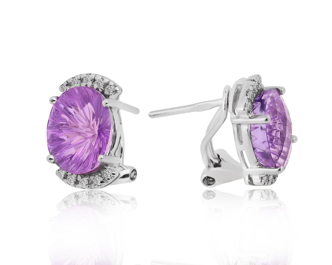 Великолепные золотые серьги с аметистами 4.77ct