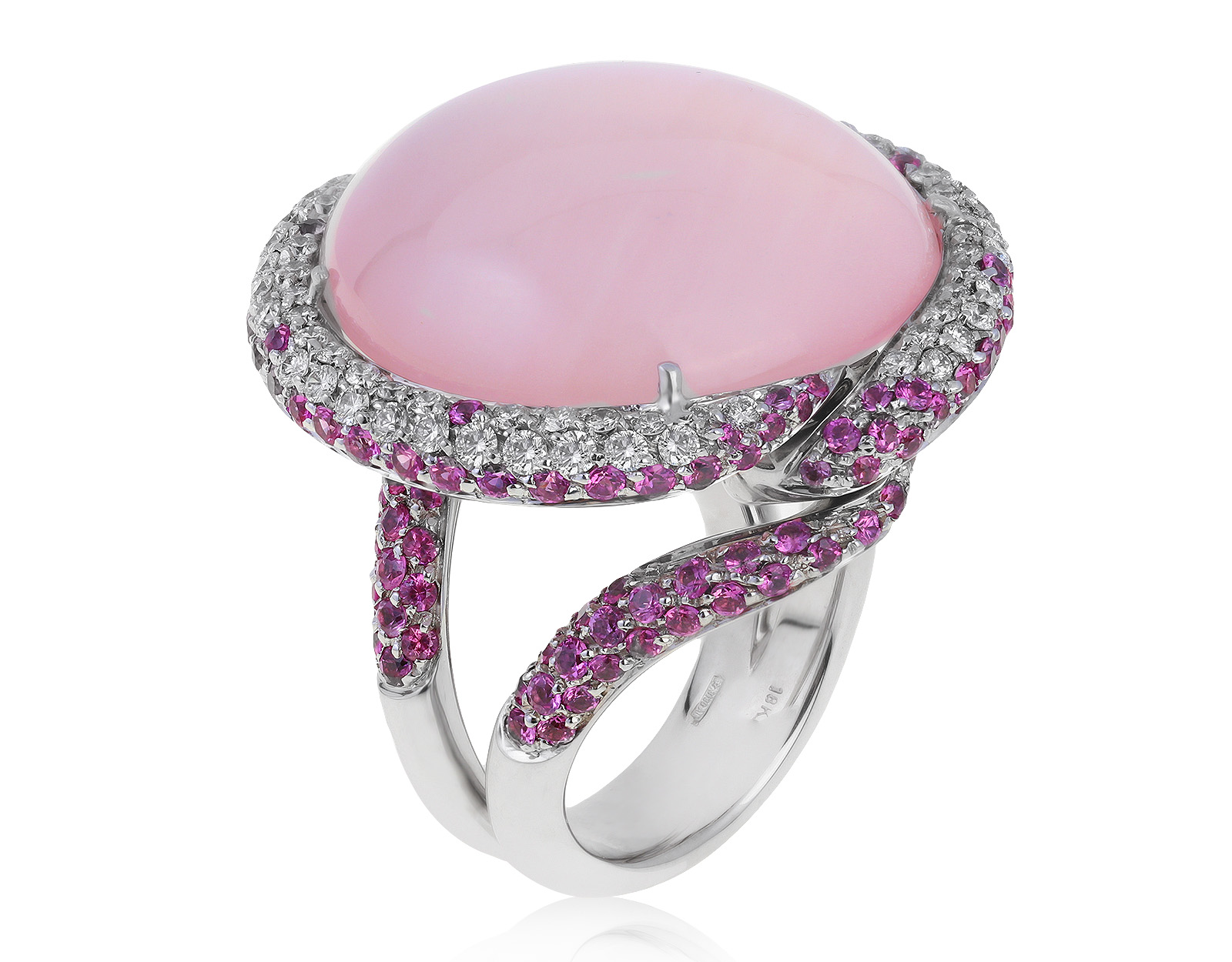 Оригинальное золотое кольцо с розовым кварцем 37.15ct Crivelli