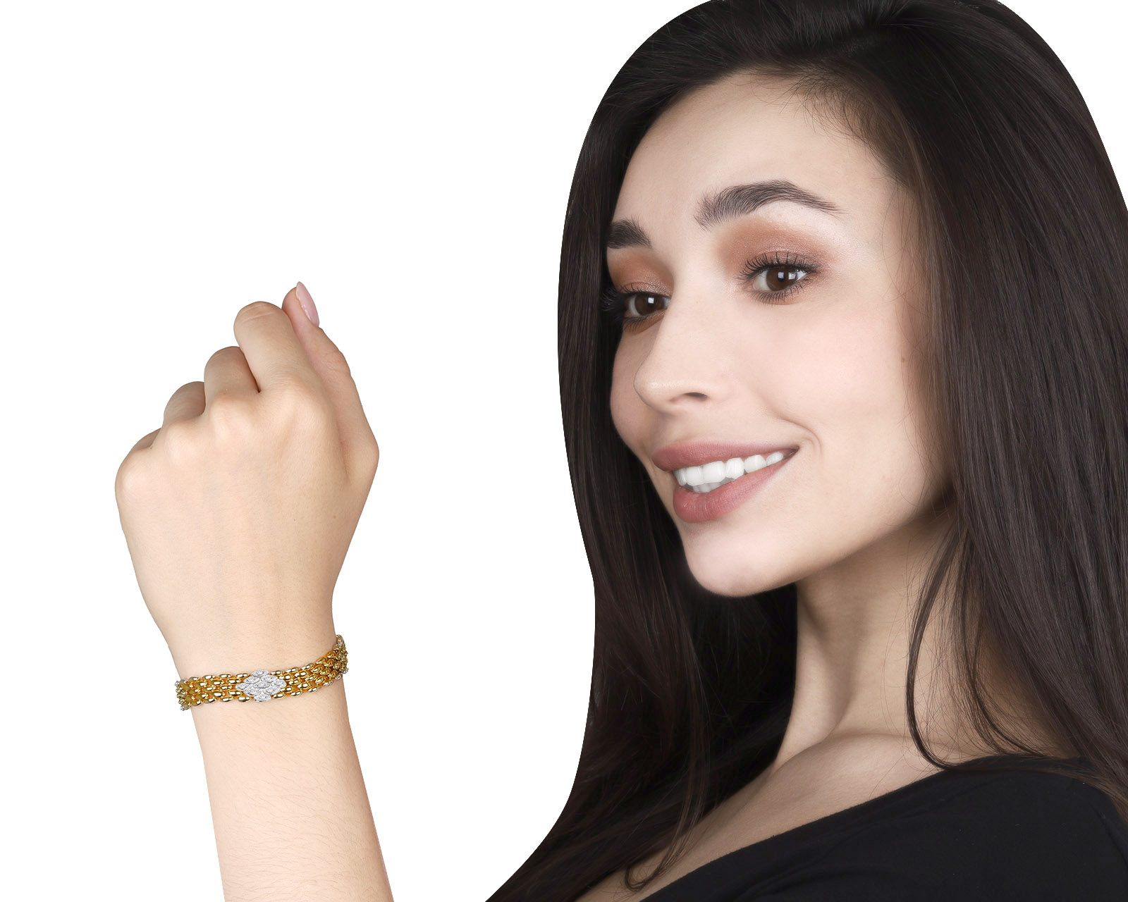 Превосходный золотой браслет с бриллиантами 0.48ct