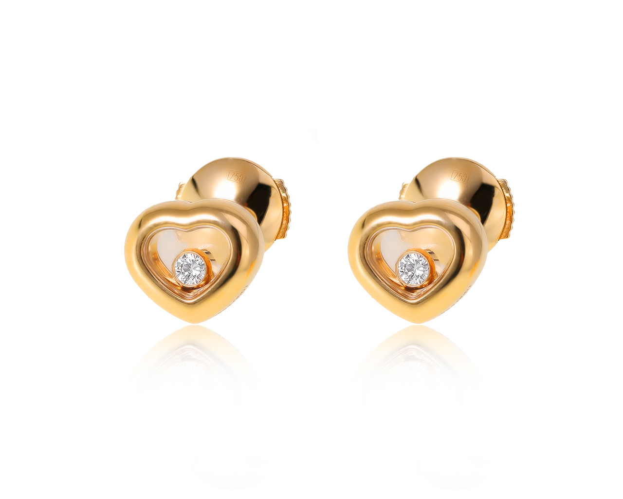 Оригинальные золотые серьги с бриллиантами 0.10ct Chopard Happy Diamond 261120/3