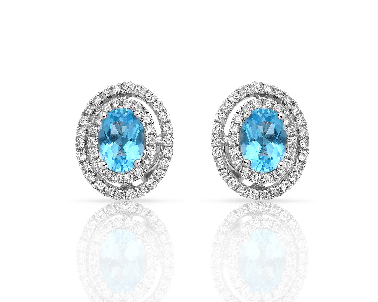 Золотые серьги пусеты с топазами и бриллиантами 0.53ct 080518/24