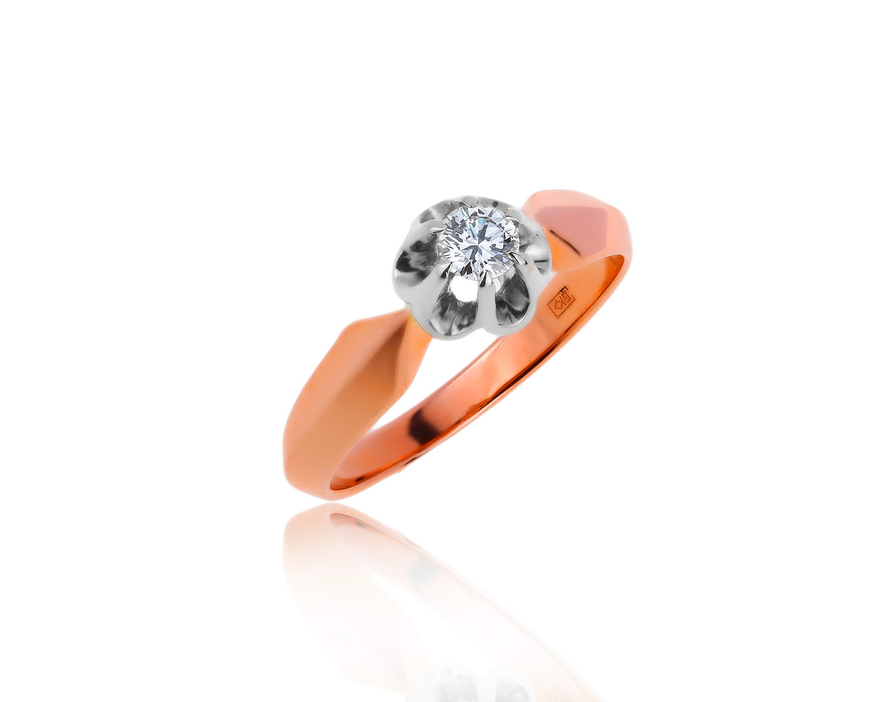 Винтажное золотое кольцо с бриллиантом 0.22ct 121217/10