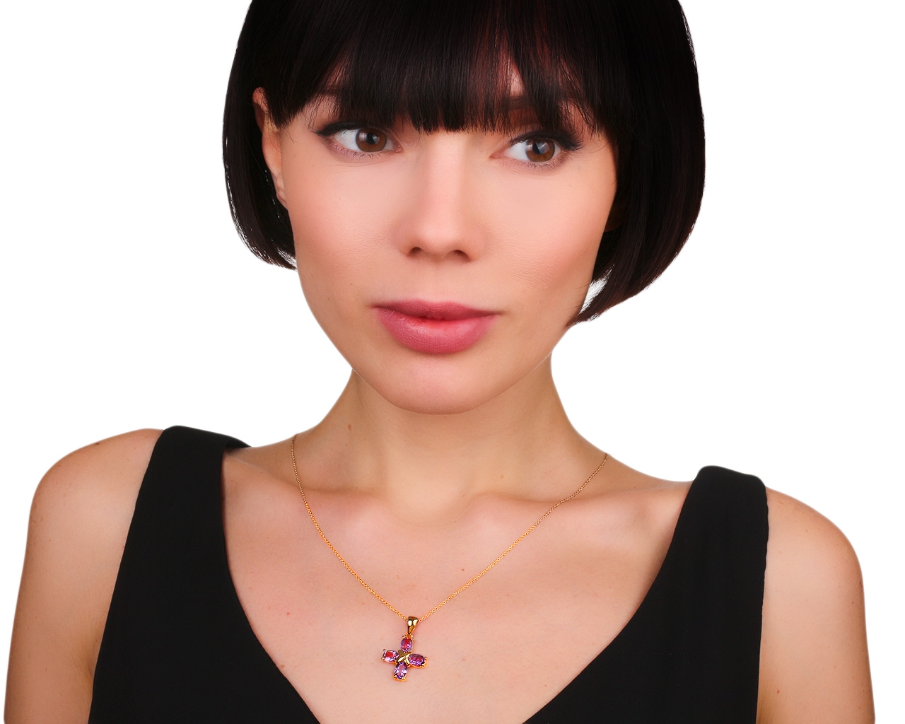 Итальянская золотая подвеска с аметистами Criso