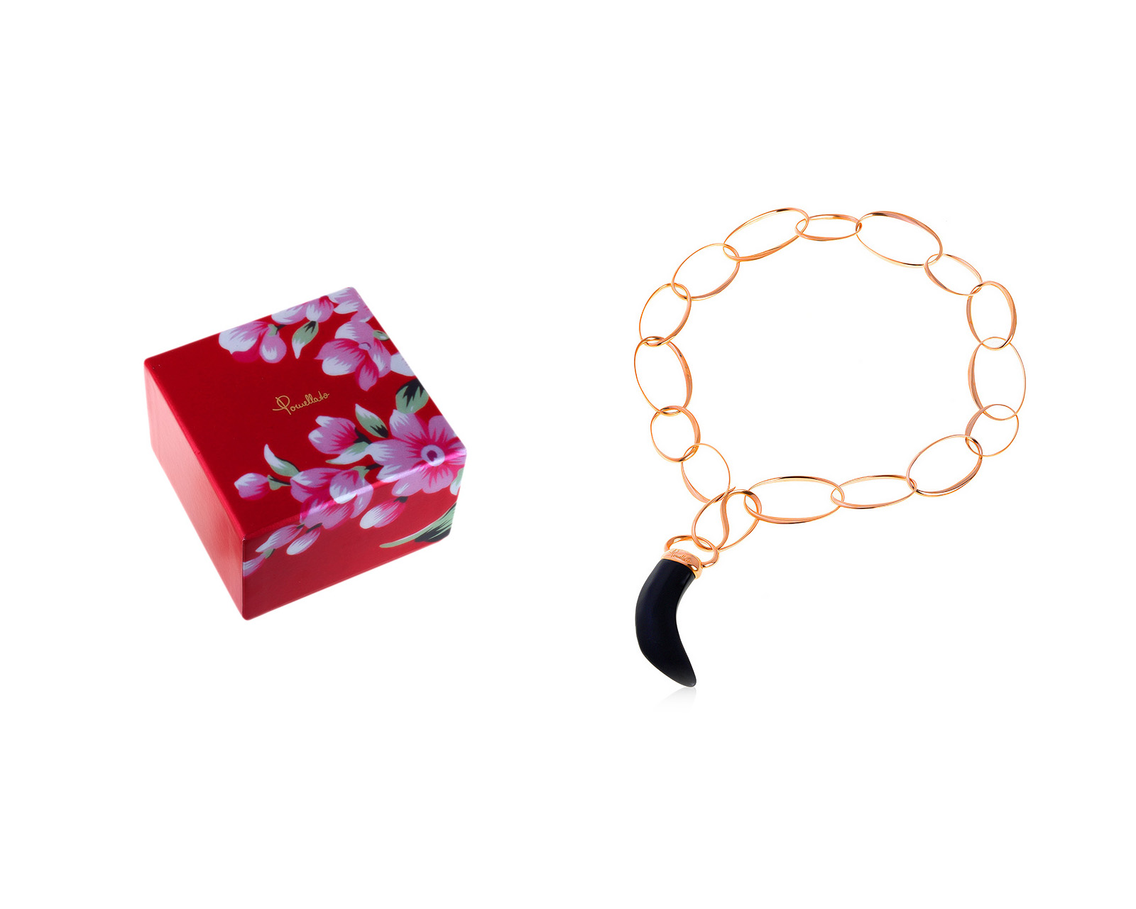 Оригинальное золотое колье с гагатом Pomellato Victoria