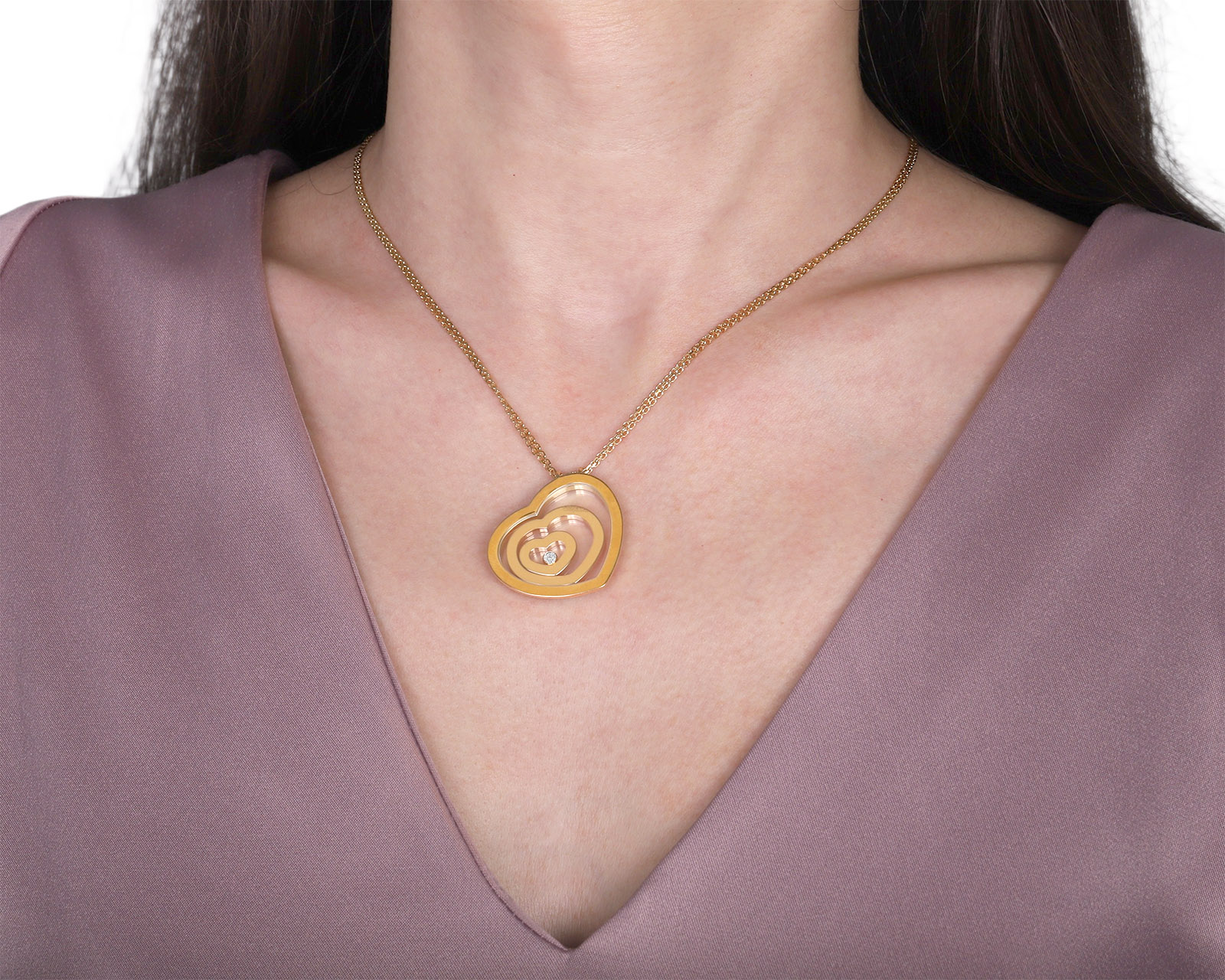 Оригинальный золотой кулон Chopard Happy Diamonds