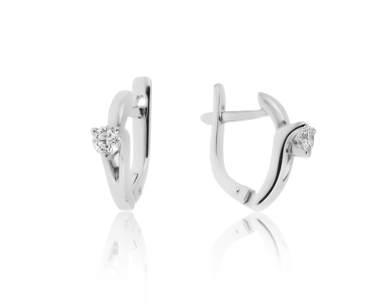 Престижные золотые серьги с бриллиантами 0.33ct