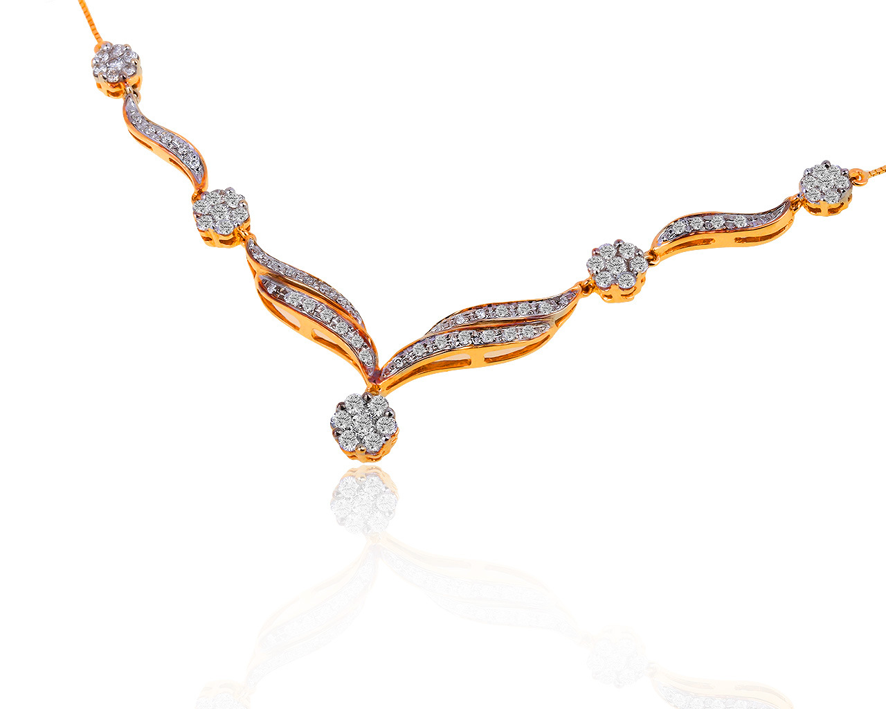 Миниатюрное золотое колье с бриллиантами 0.81ct 240419/13