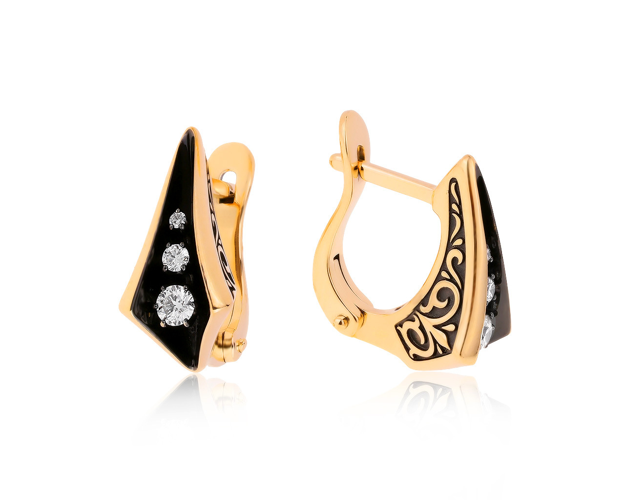 Потрясающие золотые серьги с бриллиантами 0.20ct