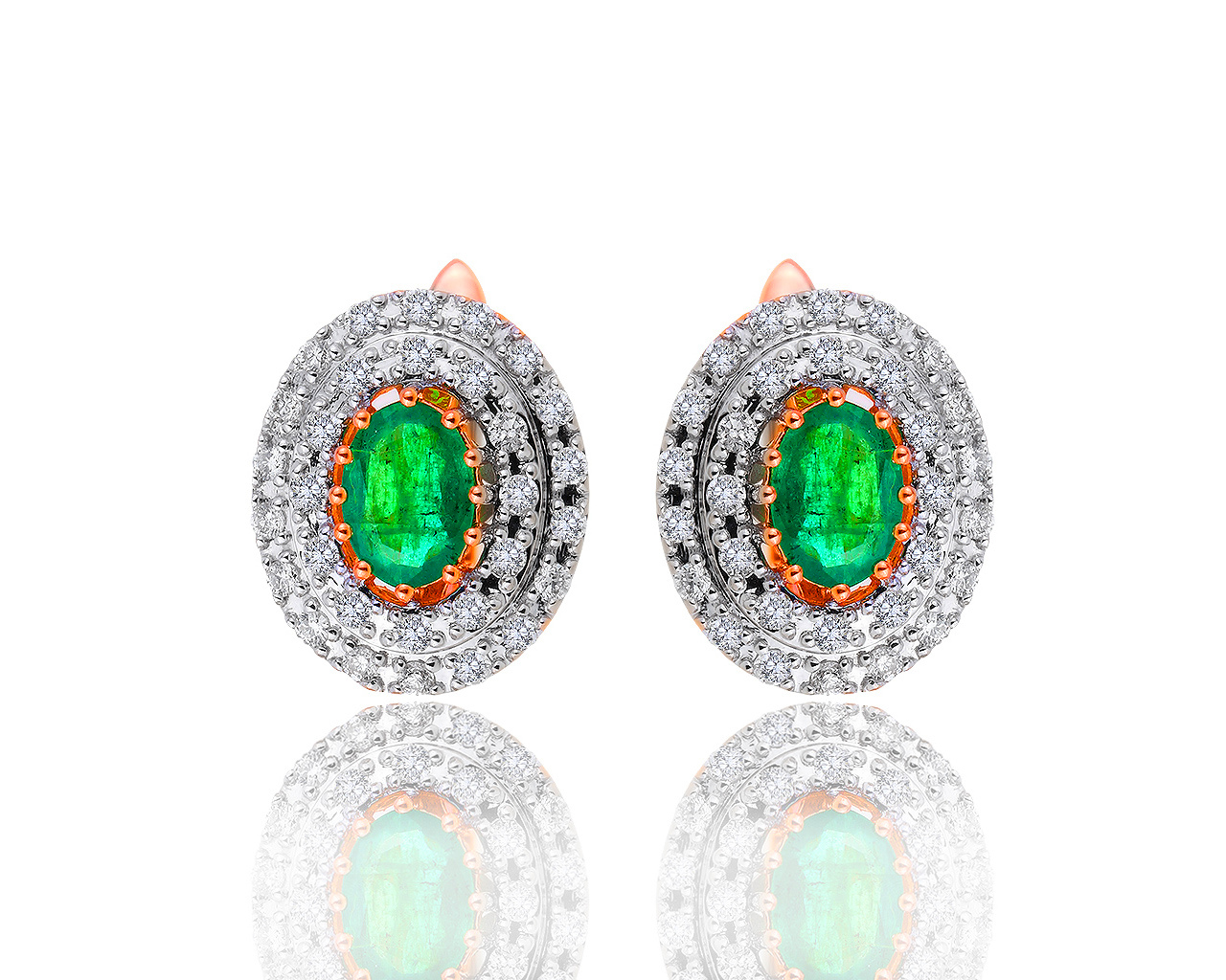 Богатые золотые серьги с изумрудами 0.95ct и бриллиантами 0.40ct 140819/13