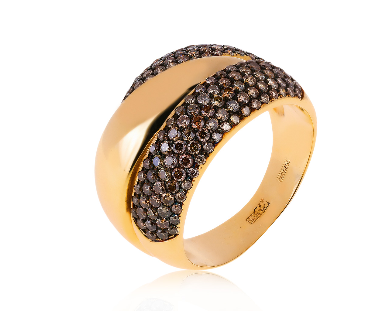 Изысканное золотое кольцо с бриллиантами 1.43ct